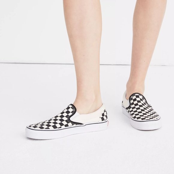 Madewell X Vans Shoes - Madewell Vans Unisex Classic Slip-On Sneakers in Black Checkerboard